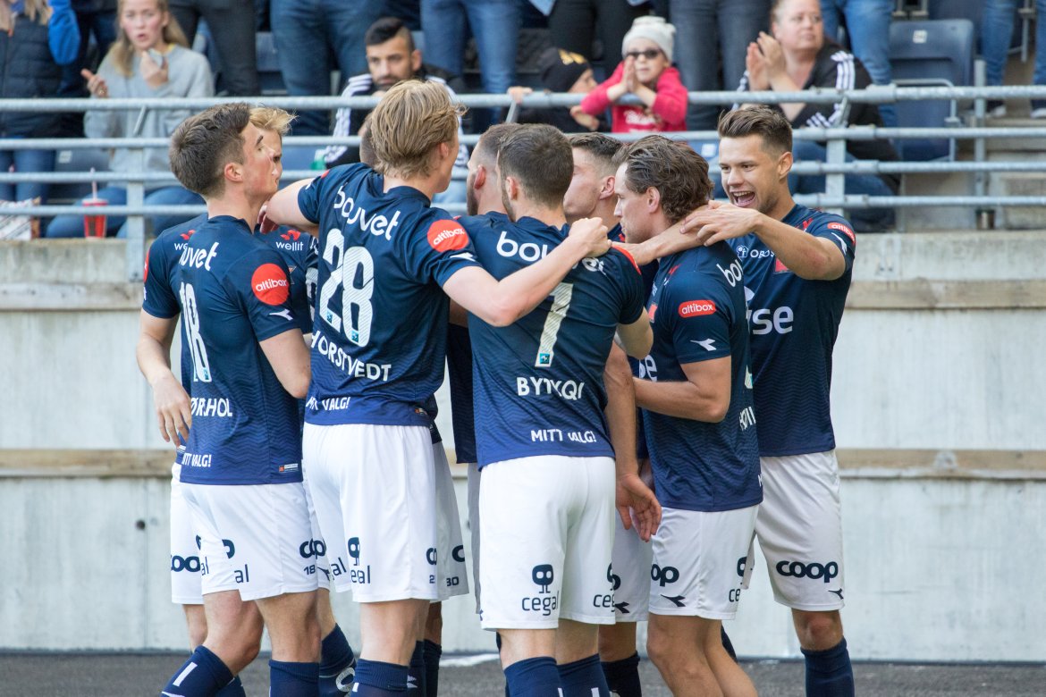 Viking - Stabæk, Jubel etter straffescoringen til Høiland. Foto: Sander Selsvik Jacobsen