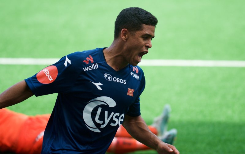 "Jeffy" jubler etter scoring mot Sandnes Ulf. Foto: Lars K. Aalgaard